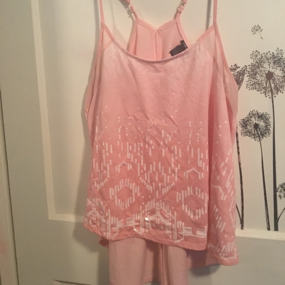 Pink sequins crop top